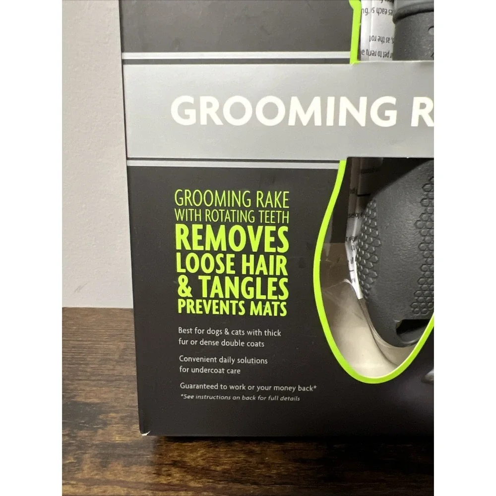 FURminator Daily‎ Grooming Rake w/Rotating Teeth Dogs & Cats w/Thick Fur, NEW